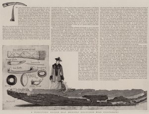 Een prehistorische Britse boot onlangs ontdekt nabij Glastonbury door Percy Macquoid
